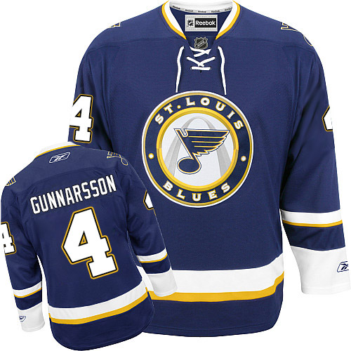 Men's Reebok St. Louis Blues #4 Carl Gunnarsson Authentic Navy Blue Third NHL Jersey