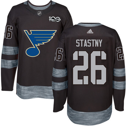 Men's Adidas St. Louis Blues #26 Paul Stastny Authentic Black 1917-2017 100th Anniversary NHL Jersey