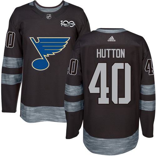 Men's Adidas St. Louis Blues #40 Carter Hutton Premier Black 1917-2017 100th Anniversary NHL Jersey