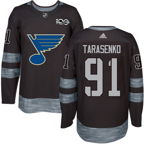 Men's Adidas St. Louis Blues #91 Vladimir Tarasenko Authentic Black 1917-2017 100th Anniversary NHL Jersey