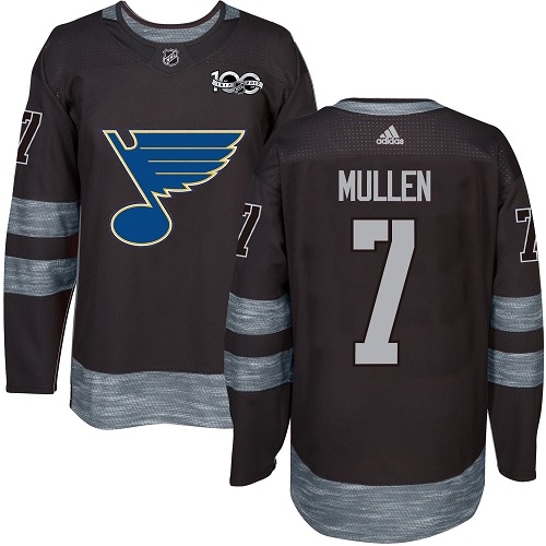 Men's Adidas St. Louis Blues #7 Joe Mullen Authentic Black 1917-2017 100th Anniversary NHL Jersey