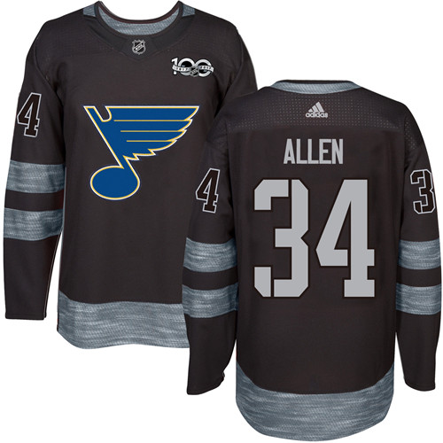 Men's Adidas St. Louis Blues #34 Jake Allen Authentic Black 1917-2017 100th Anniversary NHL Jersey