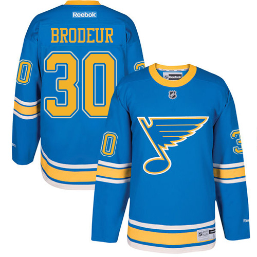 Youth Reebok St. Louis Blues #30 Martin Brodeur Authentic Blue 2017 Winter Classic NHL Jersey