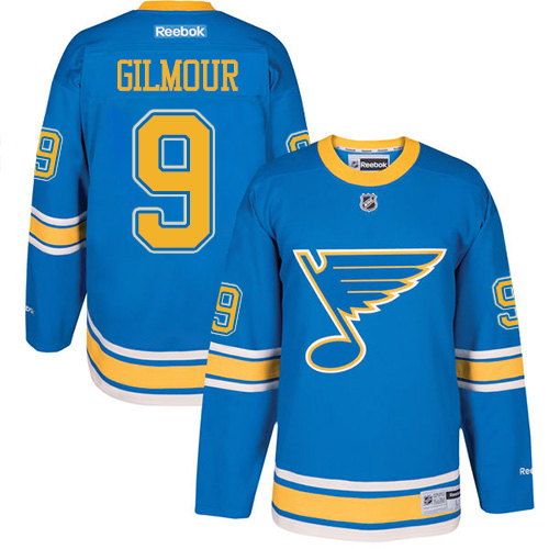 Youth Reebok St. Louis Blues #9 Doug Gilmour Authentic Blue 2017 Winter Classic NHL Jersey