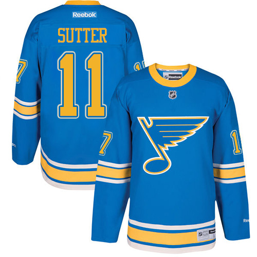 Youth Reebok St. Louis Blues #11 Brian Sutter Authentic Blue 2017 Winter Classic NHL Jersey
