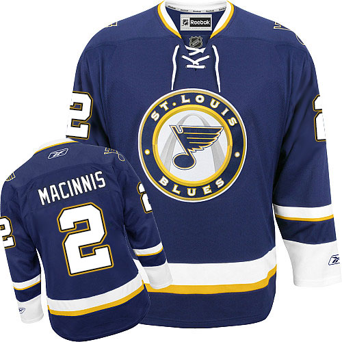 Youth Reebok St. Louis Blues #2 Al Macinnis Authentic Navy Blue Third NHL Jersey