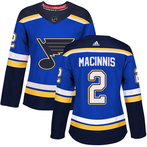 Women's Adidas St. Louis Blues #2 Al Macinnis Authentic Royal Blue Home NHL Jersey