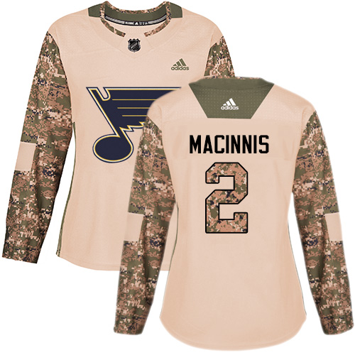 Women's Adidas St. Louis Blues #2 Al Macinnis Authentic Camo Veterans Day Practice NHL Jersey