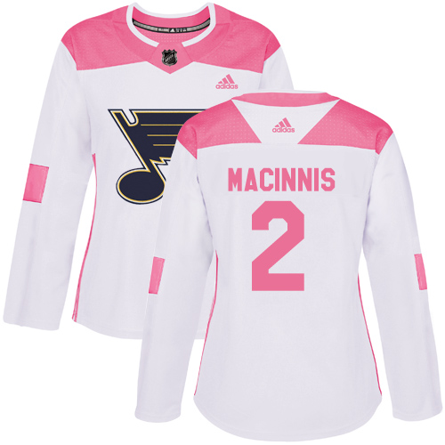 Women's Adidas St. Louis Blues #2 Al Macinnis Authentic White/Pink Fashion NHL Jersey