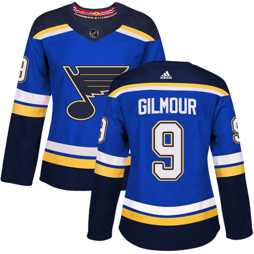 Women's Adidas St. Louis Blues #9 Doug Gilmour Authentic Royal Blue Home NHL Jersey