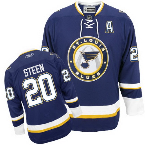Youth Reebok St. Louis Blues #20 Alexander Steen Authentic Navy Blue Third NHL Jersey