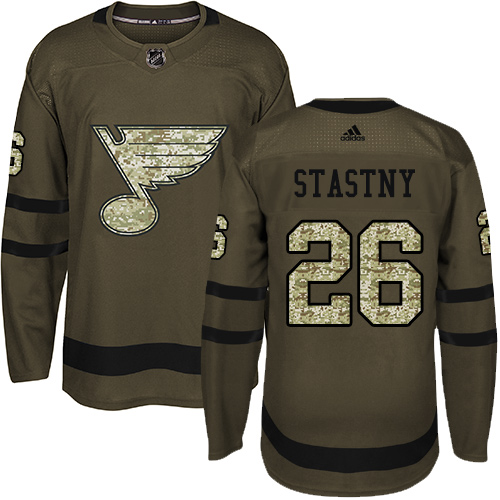 Youth Adidas St. Louis Blues #26 Paul Stastny Premier Green Salute to Service NHL Jersey