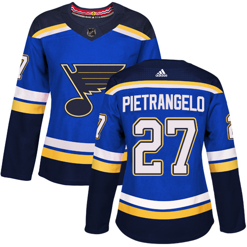 Women's Adidas St. Louis Blues #27 Alex Pietrangelo Premier Royal Blue Home NHL Jersey