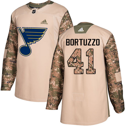 Youth Adidas St. Louis Blues #41 Robert Bortuzzo Authentic Camo Veterans Day Practice NHL Jersey