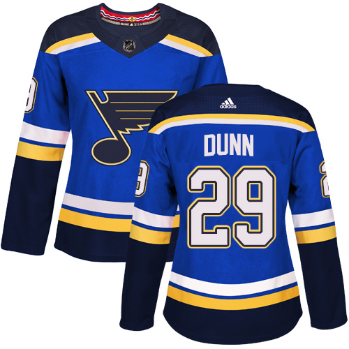 Women's Adidas St. Louis Blues #29 Vince Dunn Authentic Royal Blue Home NHL Jersey