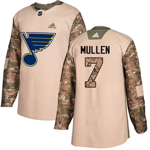 Youth Adidas St. Louis Blues #7 Joe Mullen Authentic Camo Veterans Day Practice NHL Jersey