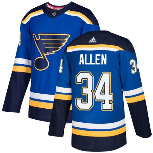 Youth Adidas St. Louis Blues #34 Jake Allen Authentic Royal Blue Home NHL Jersey