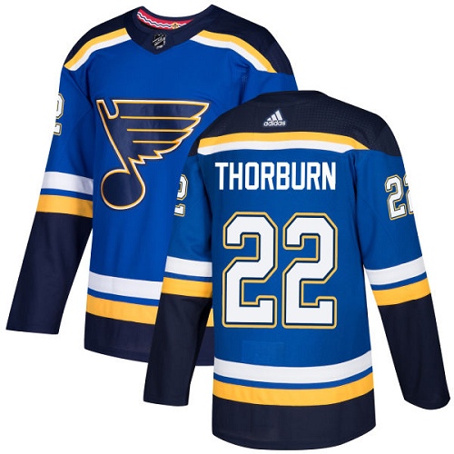 Men's Adidas St. Louis Blues #22 Chris Thorburn Authentic Royal Blue Home NHL Jersey