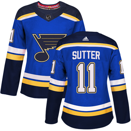 Women's Adidas St. Louis Blues #11 Brian Sutter Premier Royal Blue Home NHL Jersey