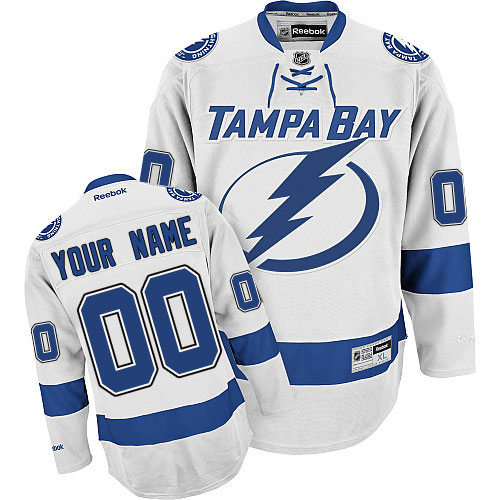 Men's Reebok Tampa Bay Lightning Customized Premier White Away NHL Jersey