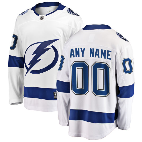 Youth Tampa Bay Lightning Customized Fanatics Branded White Away Breakaway NHL Jersey