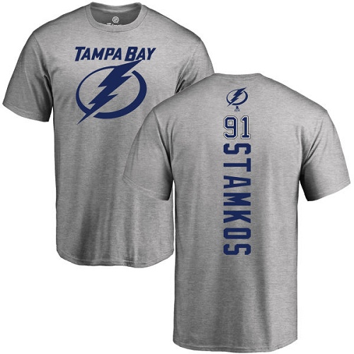 NHL Adidas Tampa Bay Lightning #91 Steven Stamkos Ash Backer T-Shirt