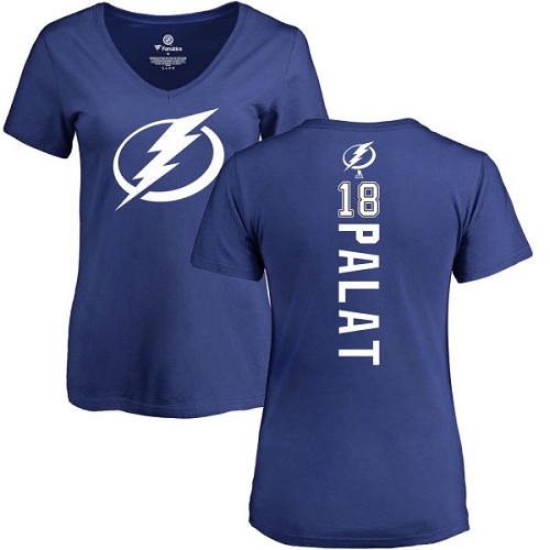 NHL Women's Adidas Tampa Bay Lightning #18 Ondrej Palat Royal Blue Backer T-Shirt