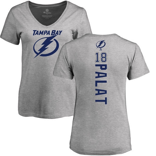 NHL Women's Adidas Tampa Bay Lightning #18 Ondrej Palat Ash Backer T-Shirt