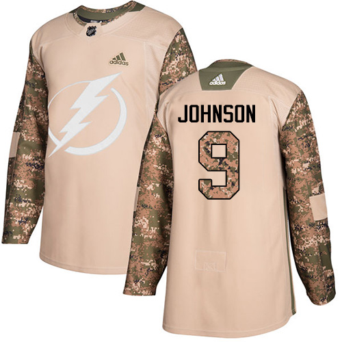 Men's Adidas Tampa Bay Lightning #9 Tyler Johnson Authentic Camo Veterans Day Practice NHL Jersey