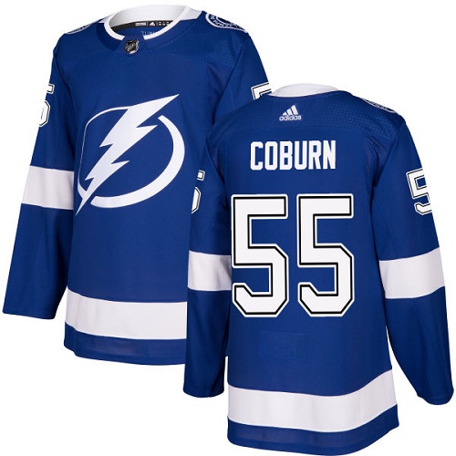 Men's Adidas Tampa Bay Lightning #55 Braydon Coburn Premier Royal Blue Home NHL Jersey