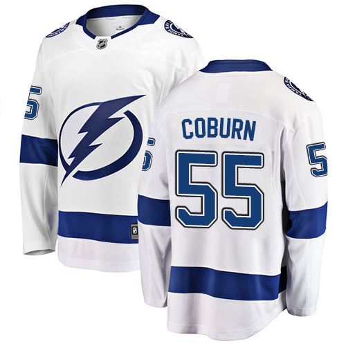 Men's Tampa Bay Lightning #55 Braydon Coburn Fanatics Branded White Away Breakaway NHL Jersey