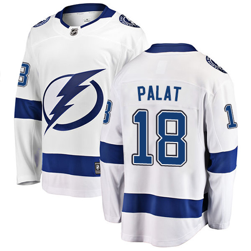 Men's Tampa Bay Lightning #18 Ondrej Palat Fanatics Branded White Away Breakaway NHL Jersey