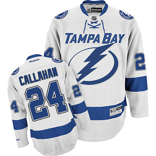 Men's Reebok Tampa Bay Lightning #24 Ryan Callahan Authentic White Away NHL Jersey