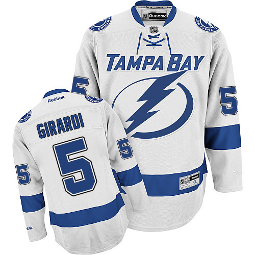 Men's Reebok Tampa Bay Lightning #5 Dan Girardi Authentic White Away NHL Jersey