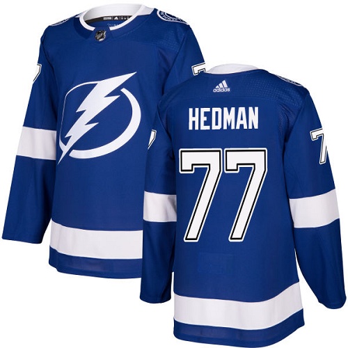 Men's Adidas Tampa Bay Lightning #77 Victor Hedman Premier Royal Blue Home NHL Jersey