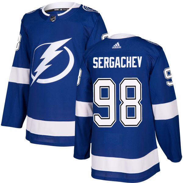 Men's Adidas Tampa Bay Lightning #98 Mikhail Sergachev Authentic Royal Blue Home NHL Jersey