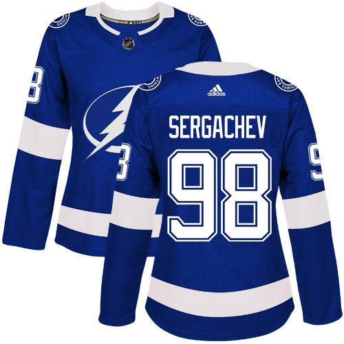 Women's Adidas Tampa Bay Lightning #98 Mikhail Sergachev Authentic Royal Blue Home NHL Jersey