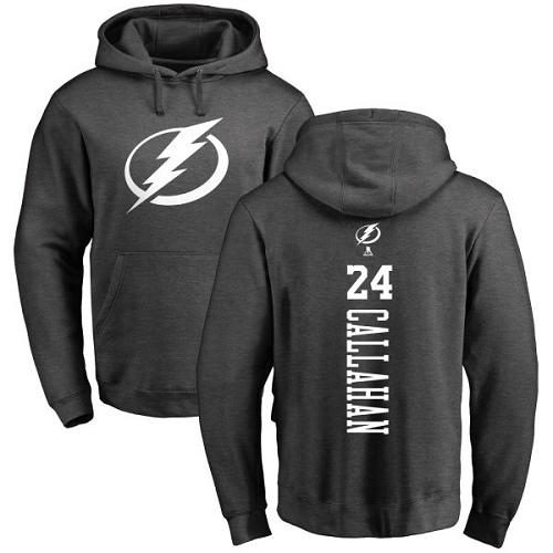 NHL Adidas Tampa Bay Lightning #24 Ryan Callahan Charcoal One Color Backer Pullover Hoodie