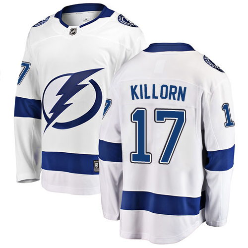 Youth Tampa Bay Lightning #17 Alex Killorn Fanatics Branded White Away Breakaway NHL Jersey