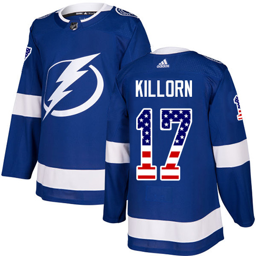 Men's Adidas Tampa Bay Lightning #17 Alex Killorn Authentic Blue USA Flag Fashion NHL Jersey