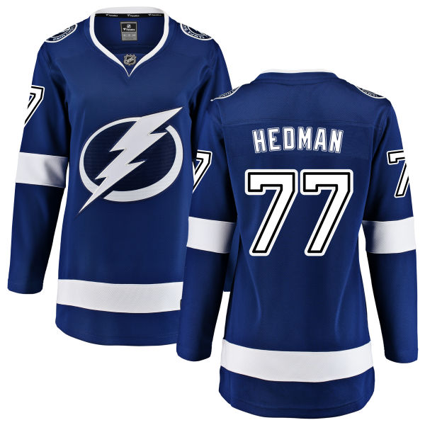 Women's Tampa Bay Lightning #77 Victor Hedman Fanatics Branded Royal Blue Home Breakaway NHL Jersey