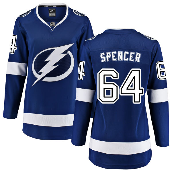 Women's Tampa Bay Lightning #64 Matthew Spencer Fanatics Branded Royal Blue Home Breakaway NHL Jersey