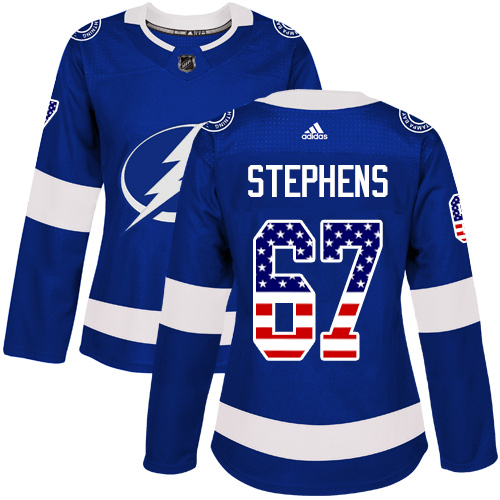 Women's Adidas Tampa Bay Lightning #67 Mitchell Stephens Authentic Blue USA Flag Fashion NHL Jersey
