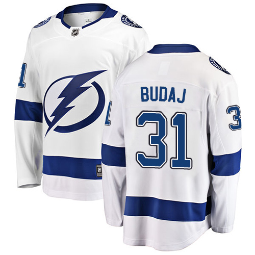 Youth Tampa Bay Lightning #31 Peter Budaj Fanatics Branded White Away Breakaway NHL Jersey