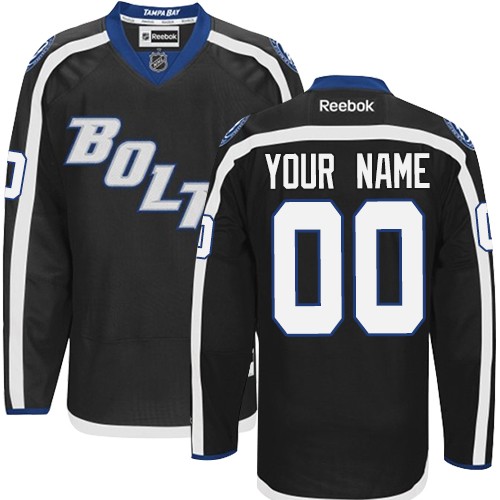 Men's Reebok Tampa Bay Lightning Customized Authentic Black New Third NHL Jersey