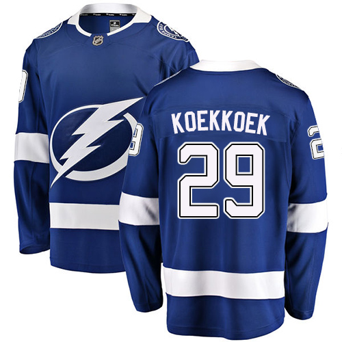 Youth Tampa Bay Lightning #29 Slater Koekkoek Fanatics Branded Royal Blue Home Breakaway NHL Jersey