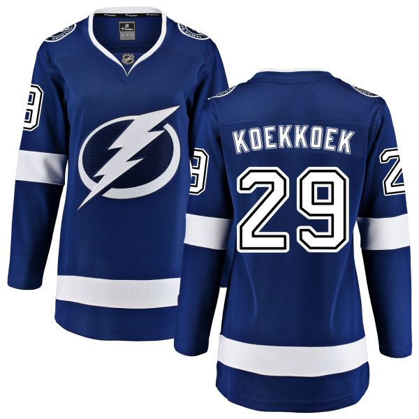 Women's Tampa Bay Lightning #29 Slater Koekkoek Fanatics Branded Royal Blue Home Breakaway NHL Jersey