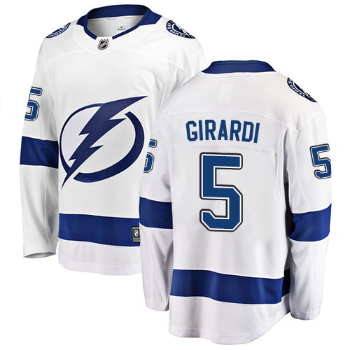 Men's Tampa Bay Lightning #5 Dan Girardi Fanatics Branded White Away Breakaway NHL Jersey