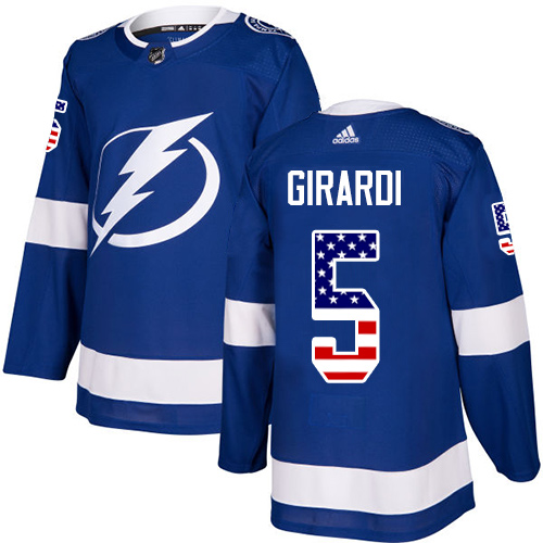 Youth Adidas Tampa Bay Lightning #5 Dan Girardi Authentic Blue USA Flag Fashion NHL Jersey