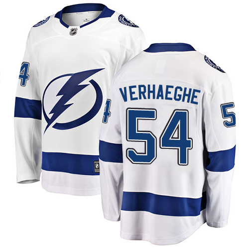 Men's Tampa Bay Lightning #54 Carter Verhaeghe Fanatics Branded White Away Breakaway NHL Jersey